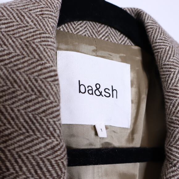 BA&SH Blanche Blazer Beige Cropped Long Sleeves Lady Jacket Women's 1/US 4 - Picture 13 of 15